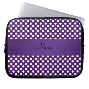 Funda Para Portátil Nombre personalizado: puntos de polka púrpura
