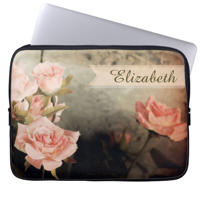 Funda Para Portátil Nombre personalizado rosa (Frente)