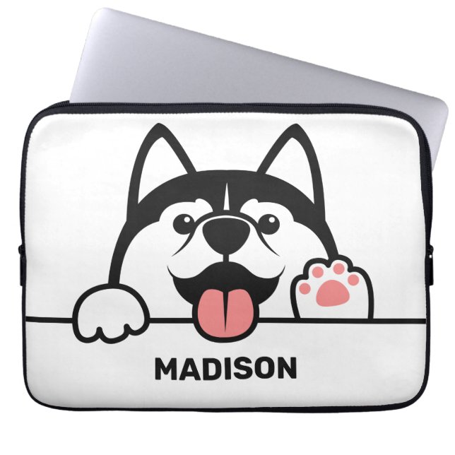 Funda Para Portátil Nombre personalizado Siberian Husky cutto (Frente)