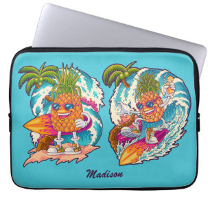 Funda Para Portátil Nombre personalizado Surfing Pineapple