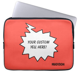 Funda Para Portátil Nombre personalizado, texto y burbuja de color