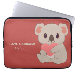 Funda Para Portátil Nombre personalizado, texto y color Amor Koala