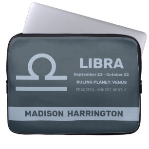 Funda Para Portátil Nombre personalizado / Texto Zodiac Rótulo Libra