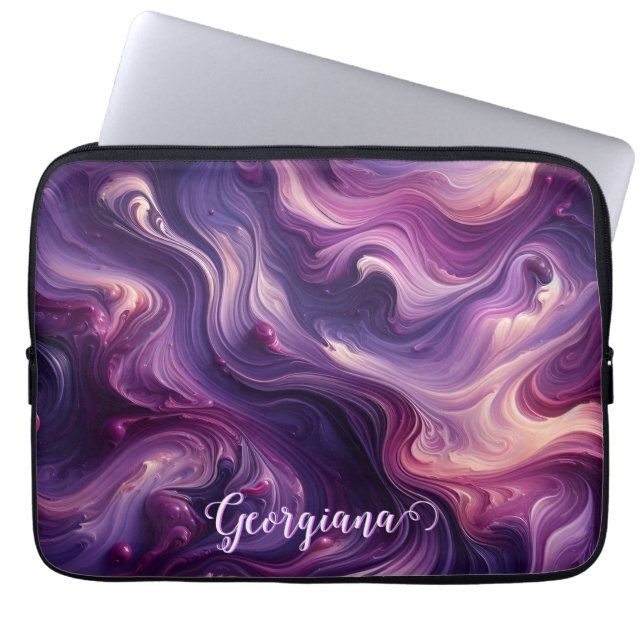 Funda Para Portátil Nombre personalizado Vibrante Purple Paint Efecto (Frente)