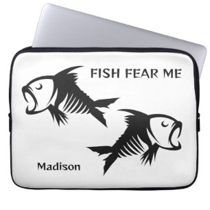 Funda Para Portátil Nombre personalizado y pescado de texto