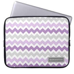 Funda Para Portátil Nombre púrpura del personalizado de Ombre Chevron