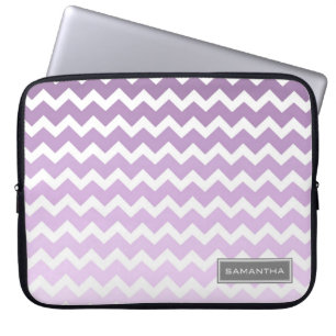 Funda Para Portátil Nombre púrpura del personalizado de Ombre Chevron