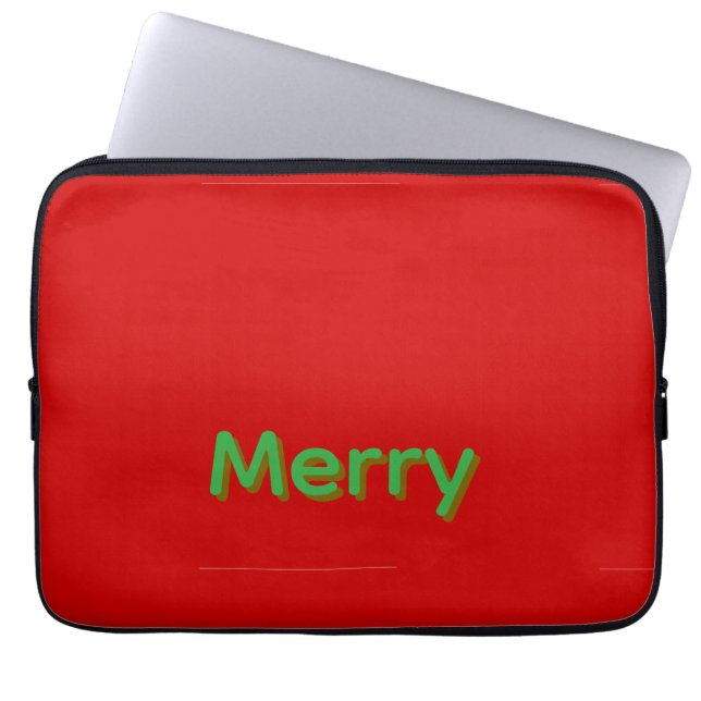 Funda Para Portátil Nombre verde alegre sobre rojo (Frente)