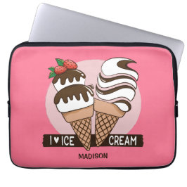Funda Para Portátil Nombre y color personalizados Ice Cream Lover mang