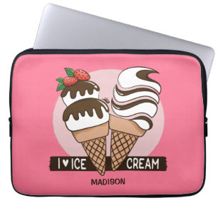 Funda Para Portátil Nombre y color personalizados Ice Cream Lover mang