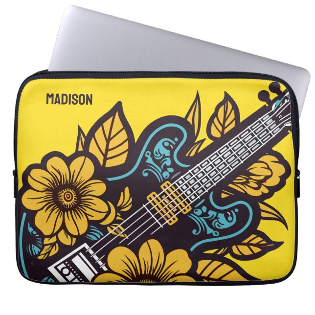 Funda Para Portátil Nombre y color personalizados Ukulele (Frente)