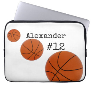 Funda Para Portátil Nombre y número de baloncesto Fondo blanco
