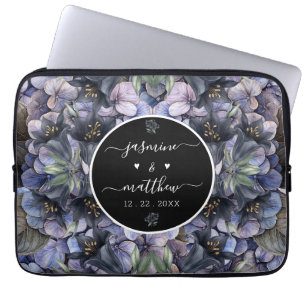 Funda Para Portátil Nombres de Parejas Clásicas de Floral Negro Malhum