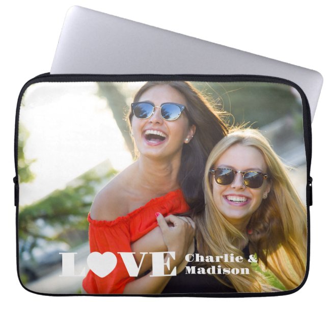 Funda Para Portátil Nombres personalizados y amor por la foto (Frente)