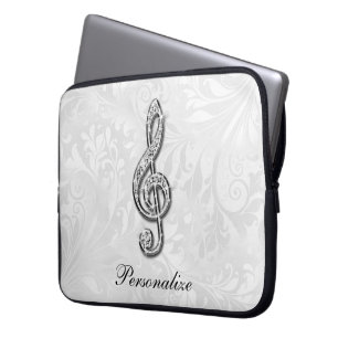 Funda Para Portátil Nota musical de diamante personalizada Floral Dama