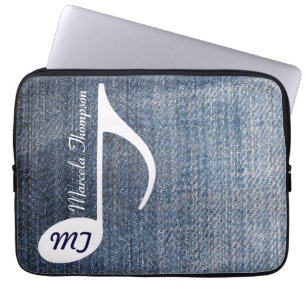 Funda Para Portátil nota musical personalizado sobre jeans