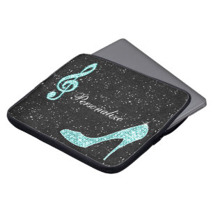 Funda Para Portátil Nota y tacón de aguja verde azulados brillantes d
