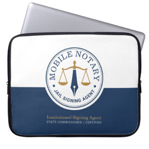 Funda Para Portátil Notaría Móvil Personalizada Firma Legal Azul Marin