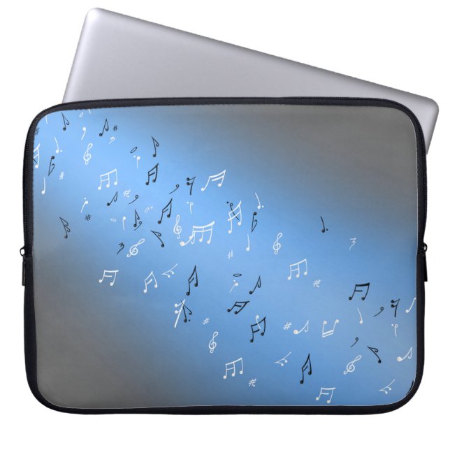 Funda Para Portátil Notas musicales Moon azul (Frente)