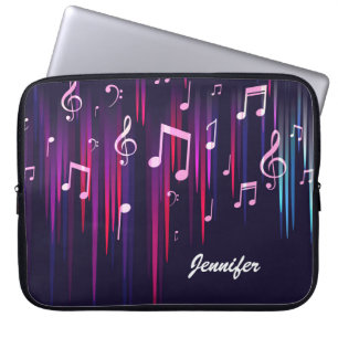 Funda Para Portátil Notas musicales multicolor y monograma Personaliza