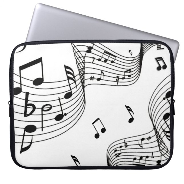 Funda Para Portátil Notas musicales sobre blanco (Frente)