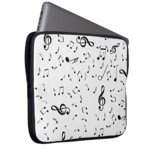 Funda Para Portátil Notas musicales sobre blanco