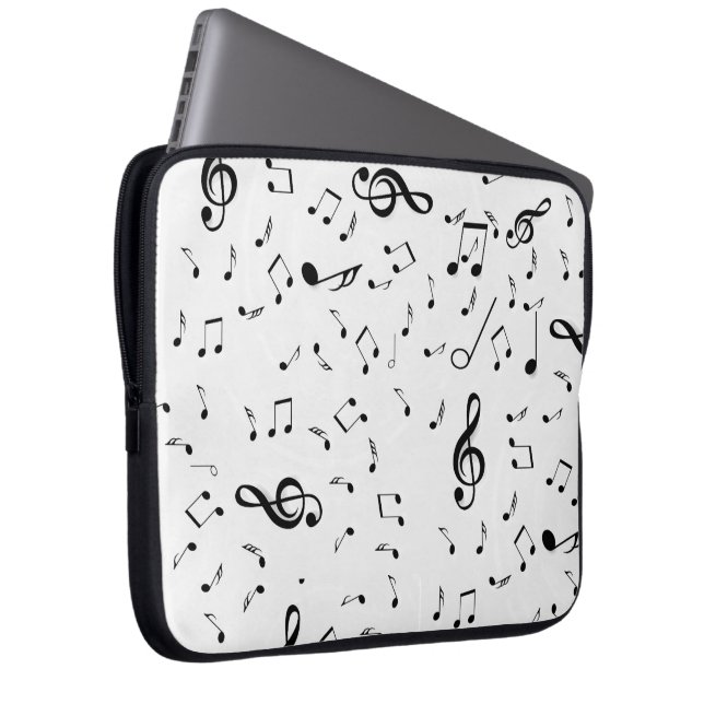 Funda Para Portátil Notas musicales sobre blanco (Anverso derecho)