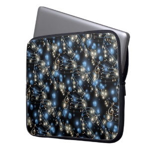 Funda Para Portátil Notas musicales y luces de fiesta navideña