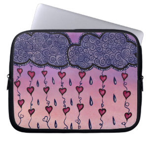 Funda Para Portátil Nubes, corazones y gotas de lluvia