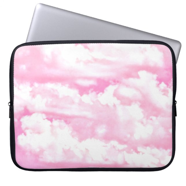 Funda Para Portátil Nubes felices en rosa claro (Frente)