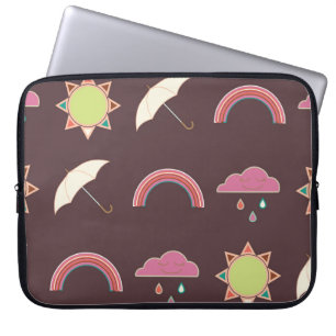 Funda Para Portátil Nubes, lluvia, sol, patrón de paraguas.