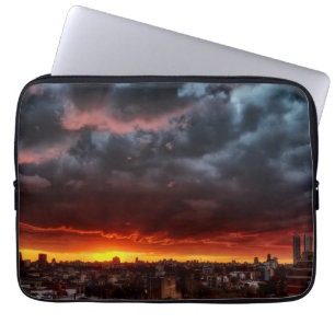 Funda Para Portátil Nubes, puesta del sol y rojo