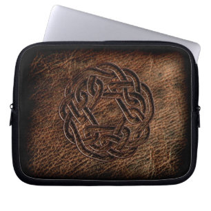 Funda Para Portátil Nudo céltico presionado en el cuero auténtico