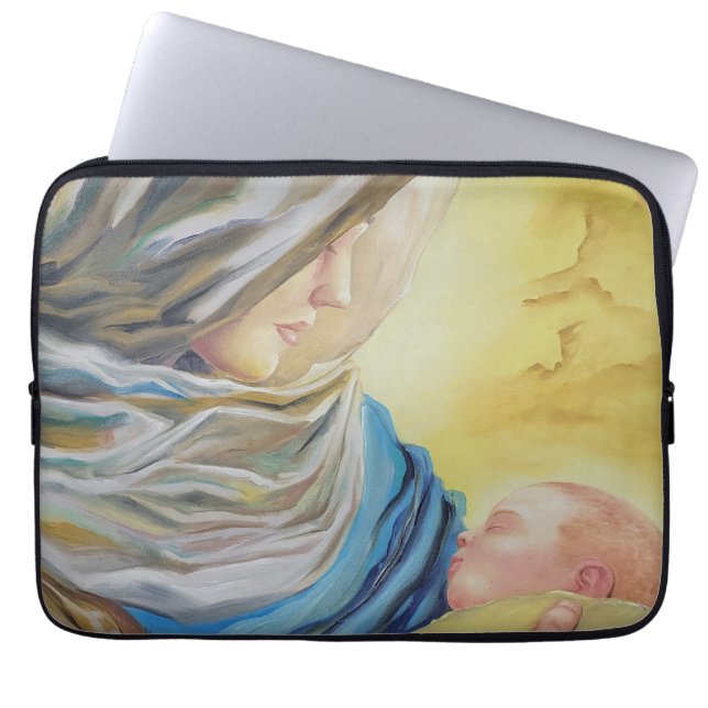 Funda Para Portátil Nuestra Señora del Silencio agarrando al bebé Jesú (Frente)