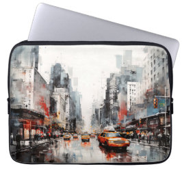 Funda Para Portátil Nueva York, paisaje pintado.