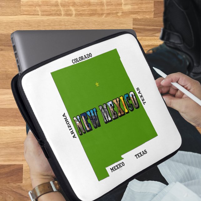 Funda Para Portátil Nuevo mapa de México - Texto de la foto (New Mexico, USA Laptop Sleeve)