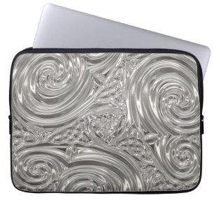 Funda Para Portátil Nuevo resumen de arte elegante gris plateado