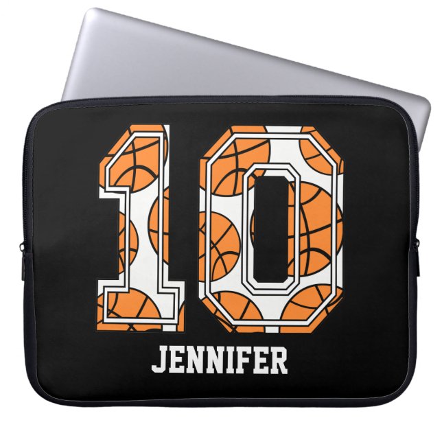 Funda Para Portátil Número 10 de baloncesto personalizado (Frente)