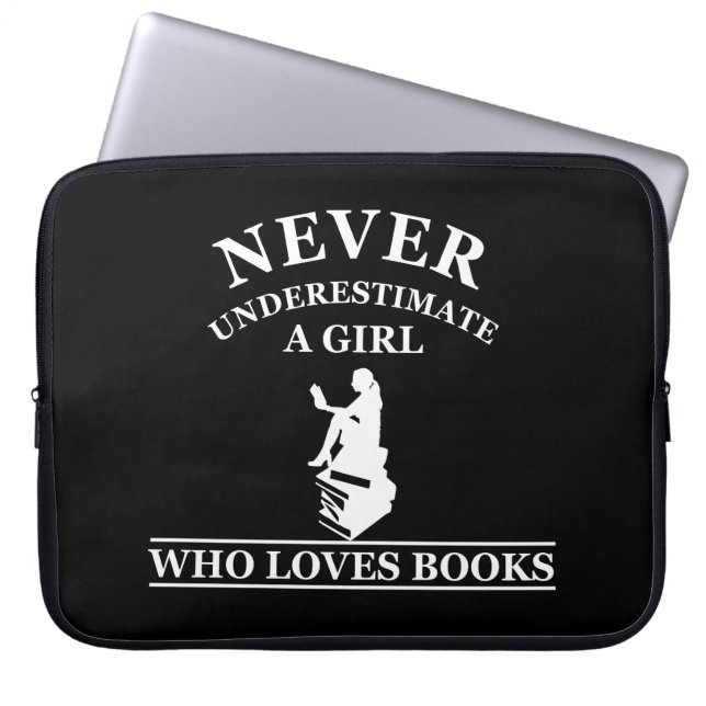 Funda Para Portátil nunca subestimar a un chica que ama los libros (Frente)