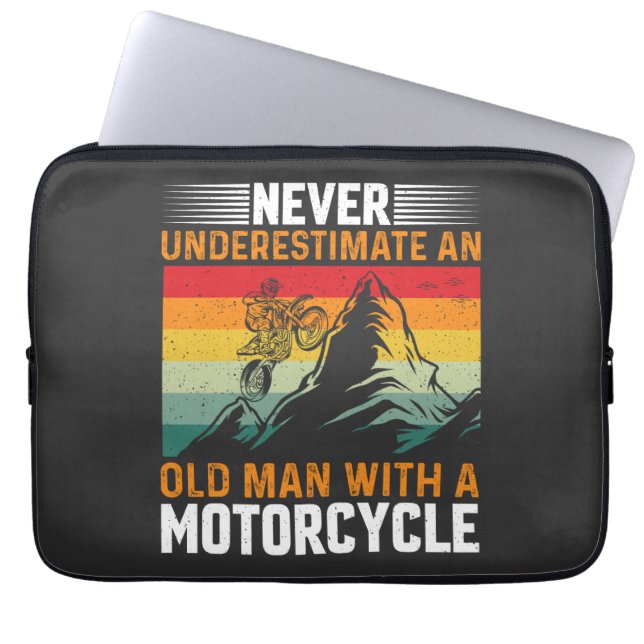 Funda Para Portátil Nunca Subestimes A Un Viejo Con Motocicleta (Frente)