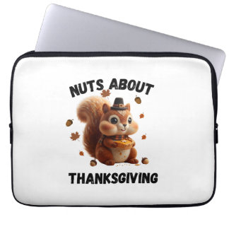 Funda Para Portátil Nuts About Pie – Cute Yarn Squirrel Thanksgiving 