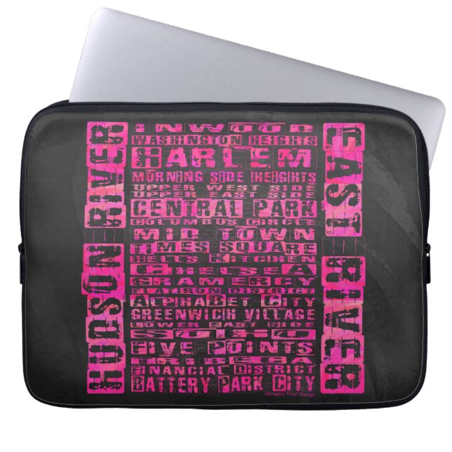 Funda Para Portátil NYC Vecindarios Hot Pink (Frente)