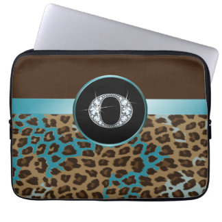 Funda Para Portátil O "Diamante" Leopardo Verde azulado marrón y cinta
