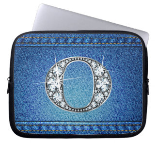 Funda Para Portátil O Faux "Diamond" Denim Stitling Electronics Bag