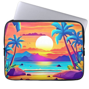 Funda Para Portátil Oasis del atardecer tropical