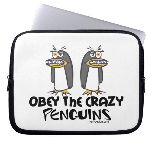 Funda Para Portátil ¡Obedezca los pingüinos locos! (Frente)