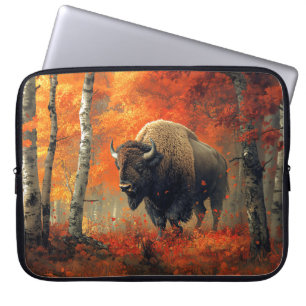 Funda Para Portátil Obra artística de Bison in the Autumn Woods