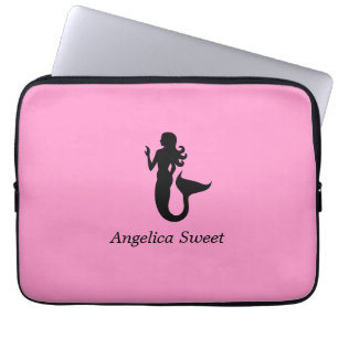 Funda Para Portátil Ocean Glow_Black-on-Pink Mermaid_personalizado