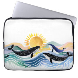 Funda Para Portátil Océano azul y ballenas felices
