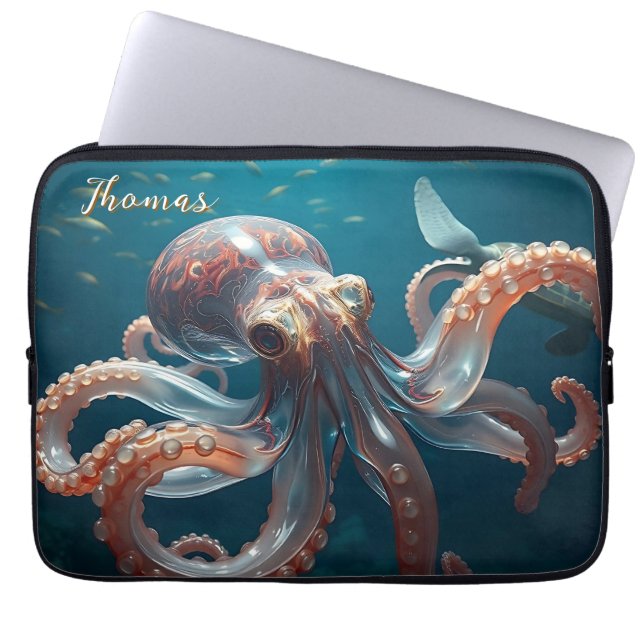 Funda Para Portátil Octopus lúdico en el mar profundo (Frente)